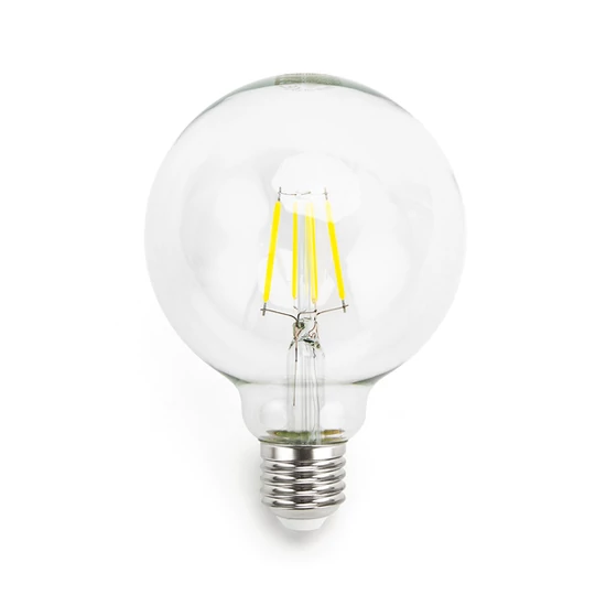 8W E27 LED filament gömb égő hideg fehér 6500K átlátszó 95 mm G95