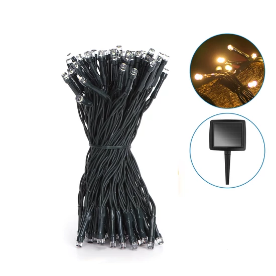 Napelemes LED füzér meleg fehér 2700K-3000K
