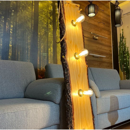 Kézzel készített akácfa LED lámpa - rusztikus vintage függőlámpa polccal