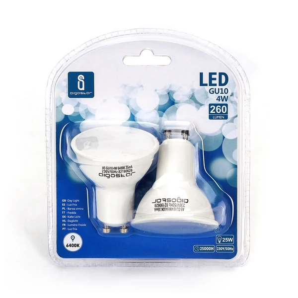 4W GU10 LED spot égő hideg fehér 6400K 2db