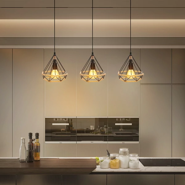 3-as Fekete Szögletes Indusztriális Függeszték E27 Foglalattal