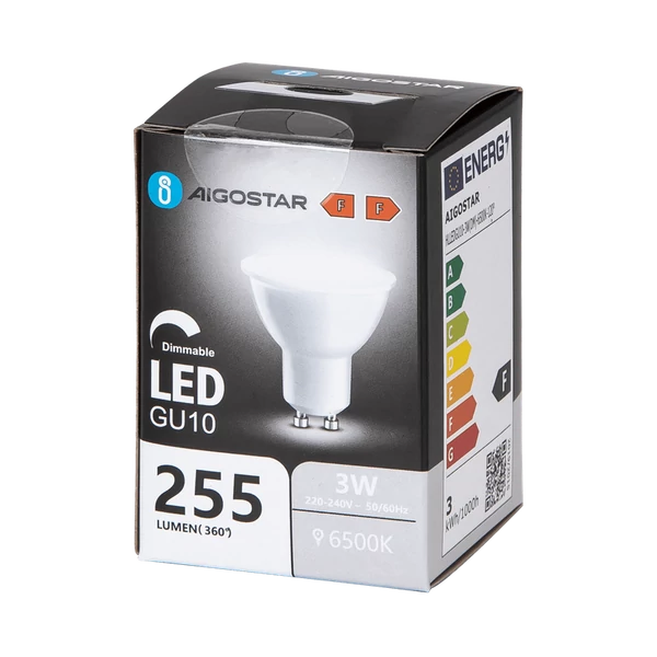 3W GU10 Dimmelhető LED égő opál hideg fehér 6500K