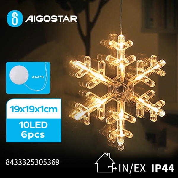 Elemes Hópehely Függeszték 19cm Meleg Fehér