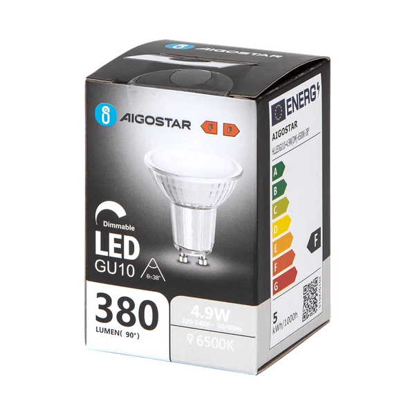 4,9W GU10 Dimmelhető LED égő üveg hideg fehér 6500K