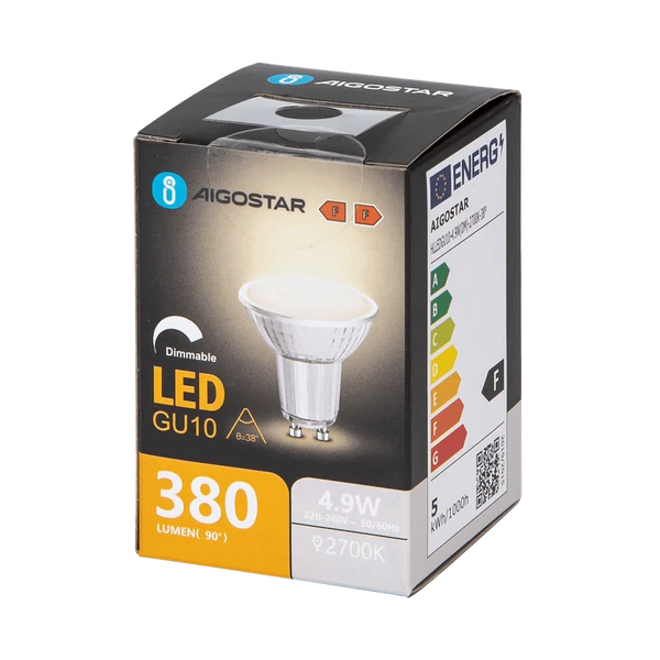 4,9W GU10 Dimmelhető LED égő üveg meleg fehér 2700K