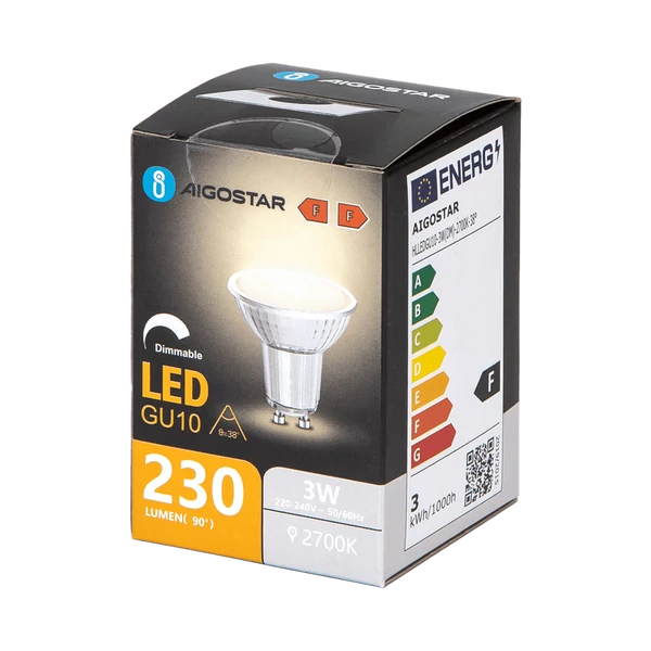 3W GU10 Dimmelhető LED égő üveg meleg fehér 2700K