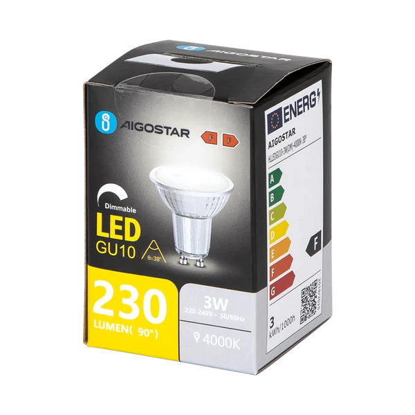 3W GU10 Dimmelhető LED égő üveg természetes fehér 4000K