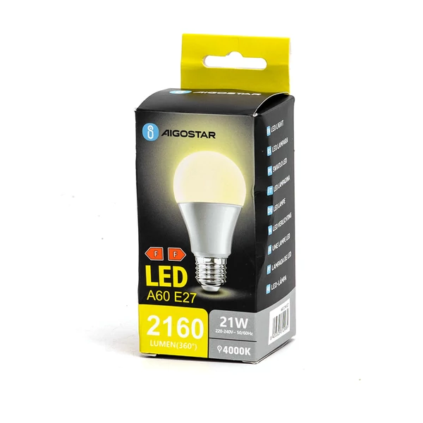 21W E27 A60 LED égő természetes fehér 4000K