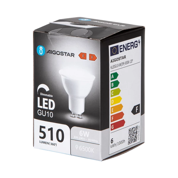 6W GU10 Dimmelhető LED égő opál hideg fehér 6500K
