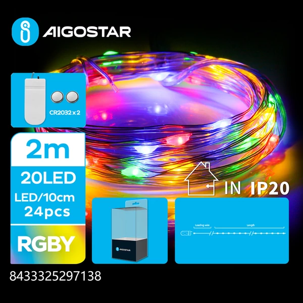 2m-es elemes réz füzér RGBW