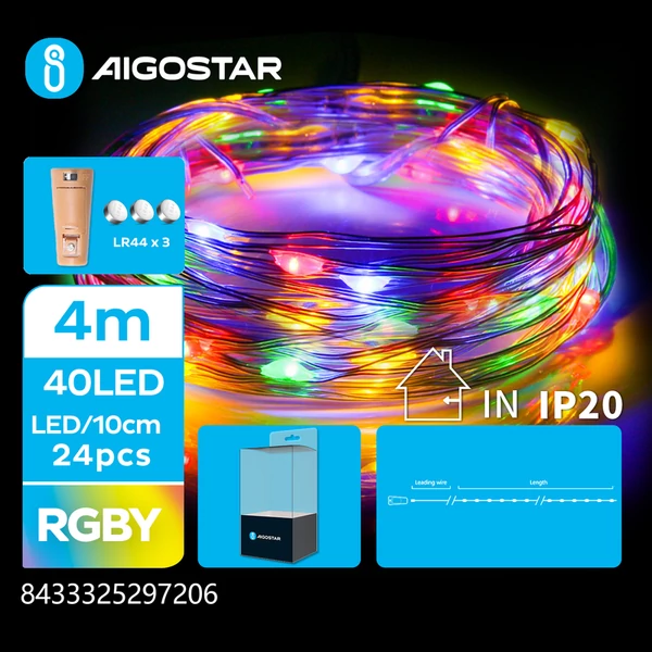 4m-es elemes réz füzér RGBW