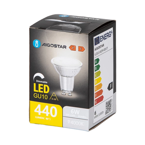 6W GU10 Dimmelhető LED égő üveg természetes fehér 4000K