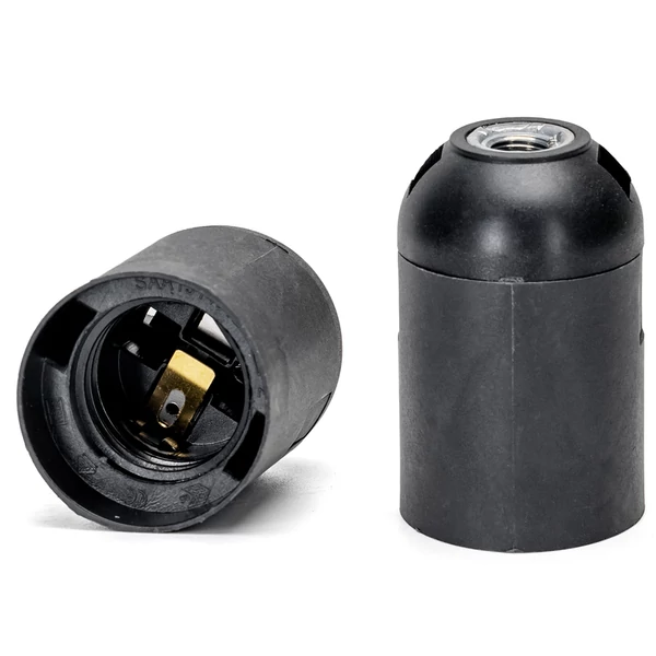 Műanyag E27 fekete foglalat