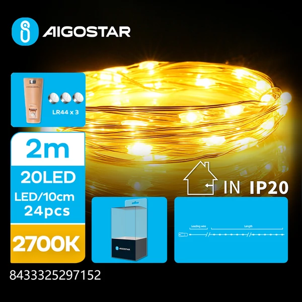 2m-es elemes réz füzér meleg fehér