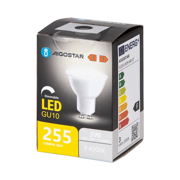 3W GU10 Dimmelhető LED égő opál természetes fehér 4000K