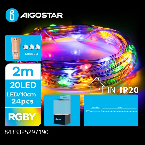 2m-es elemes réz füzér RGBW