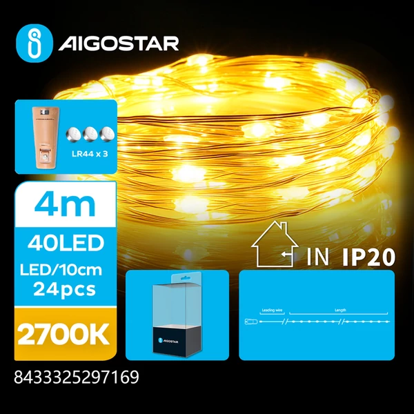 4m-es elemes réz füzér meleg fehér