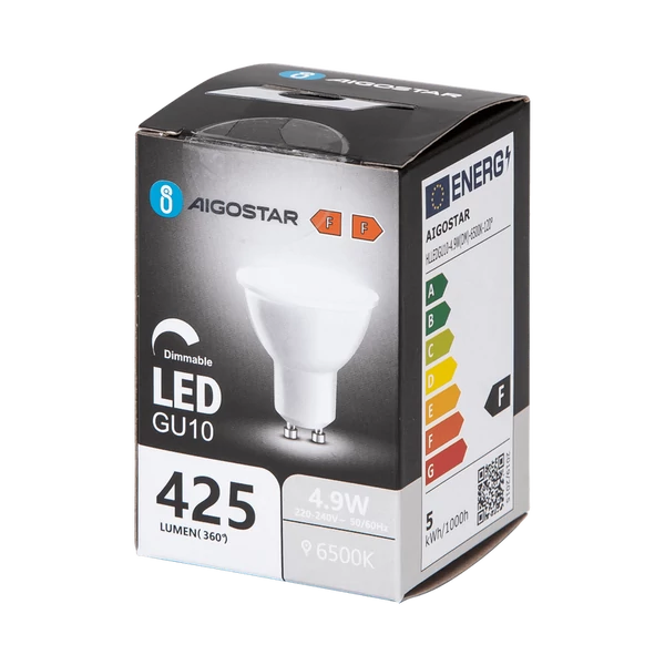 4,9W GU10 Dimmelhető LED égő opál hideg fehér 6500K