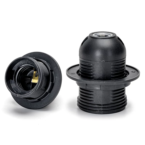 Műanyag E27 fekete foglalat