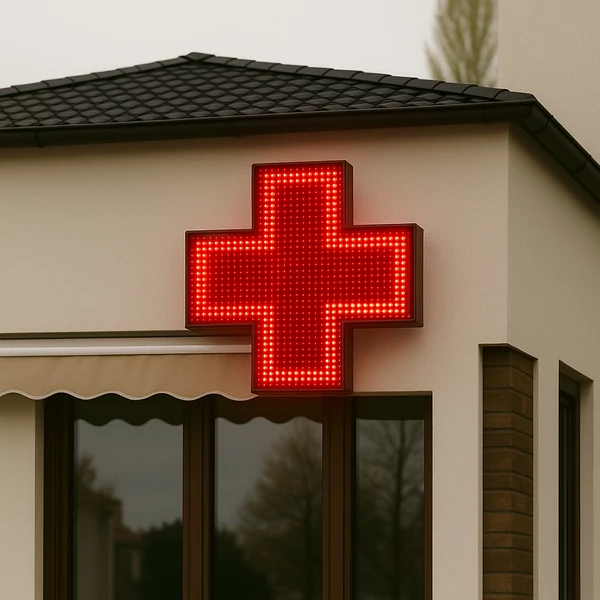 LED 100X100 Patika Kereszt, Kültéri, Piros