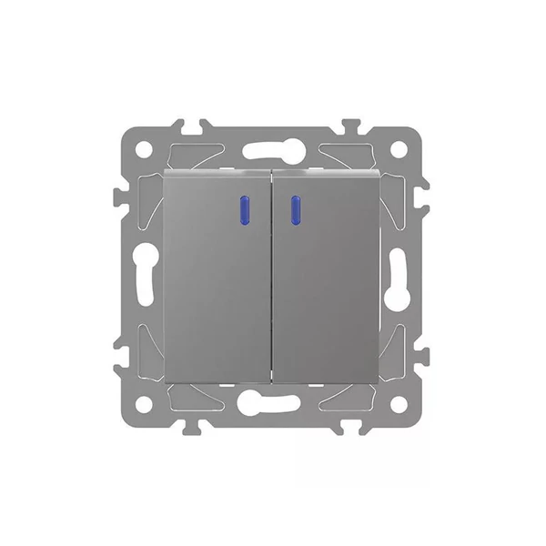 ELDLUX ELDGROUND jelzőfényes kettős váltókapcsoló ezüst