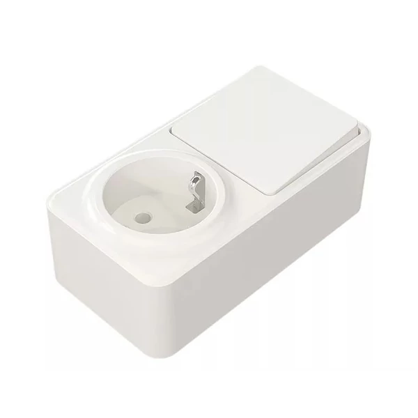 ELDLUX ELDIMPRESS falon kívüli Egypólusú kapcsoló (101) + 2P+F konnektor gyerekvédelemmel fehér IP20