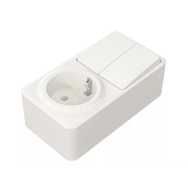 ELDLUX ELDIMPRESS falon kívüli Csillárkapcsoló kapcsoló (105) + 2P+F konnektor gyerekvédelemmel fehér IP20