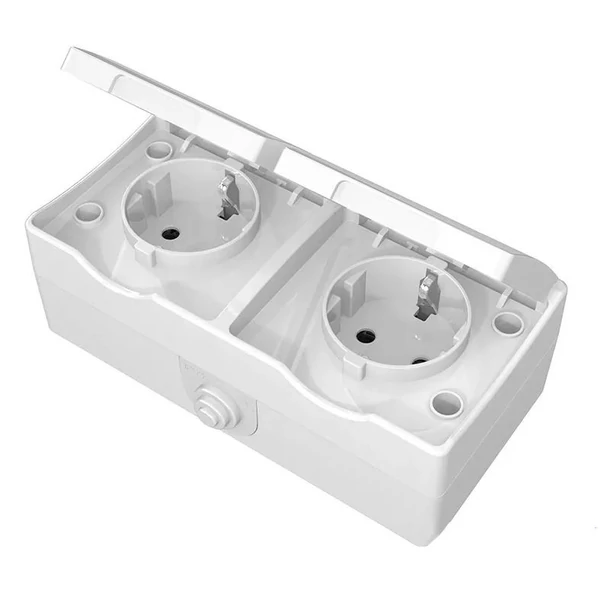 ELDLUX ELDDROP falon kívüli dupla 2P+F csatlakozóaljzat fehér IP54