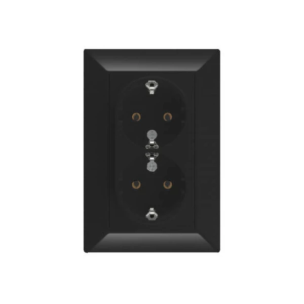 ELDGROUND Dupla 2P+F csatlakozóaljzat fekete