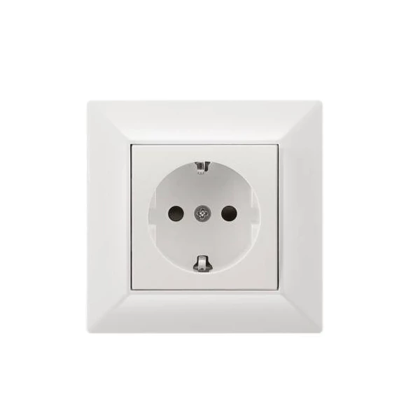 ELDGROUND 2P+F földelt konnektor gyerekvédelemmel fehér rugós