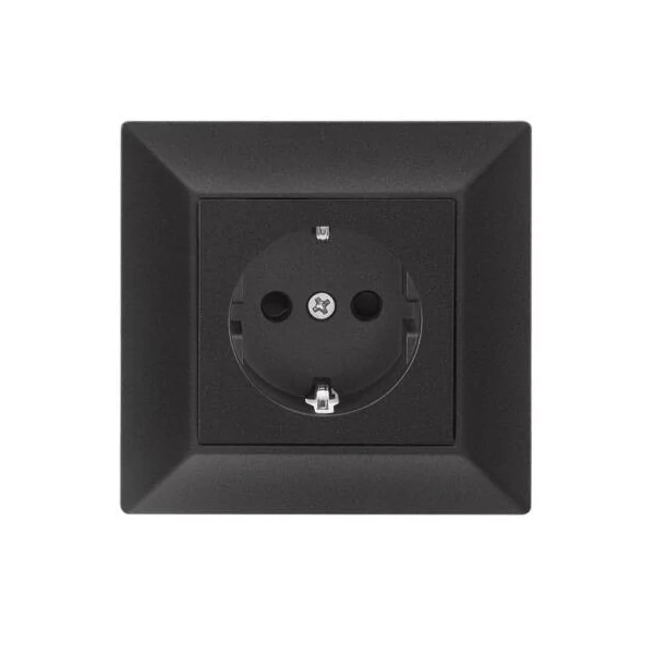 ELDGROUND 2P+F földelt konnektor gyerekvédelemmel fekete rugós