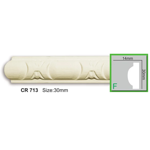 Poliuretán díszléc (CR 713) oldalfali, mennyezeti stukkó ütésálló anyagból