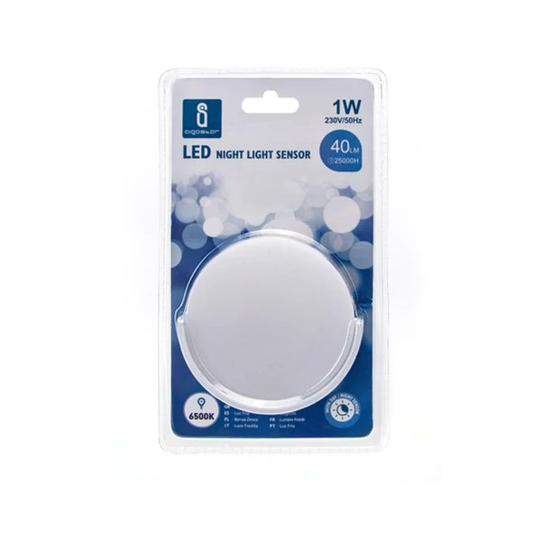 1W LED éjszakai fény szürkület érzékelővel 6500K hideg fehér