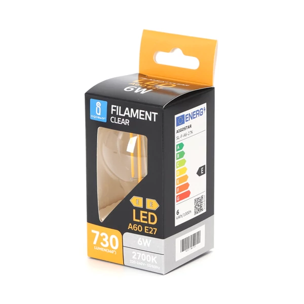 E27 6W LED Filament körte égő 6500K hideg fehér