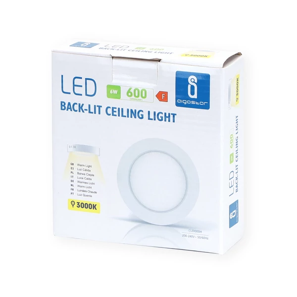 6W Falon kívüli kerek LED panel 3000K meleg fehér