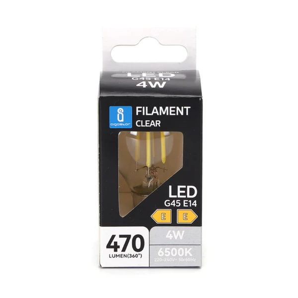 E14 4W LED Filament kisgömb égő 6500K hideg fehér
