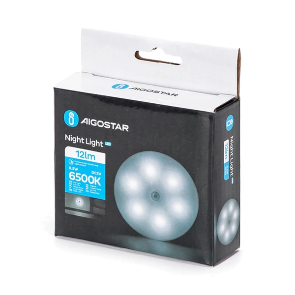 0,5W LED éjszakai fény mozgásérzékelős, szürkület érzékelős 6500K hideg fehér