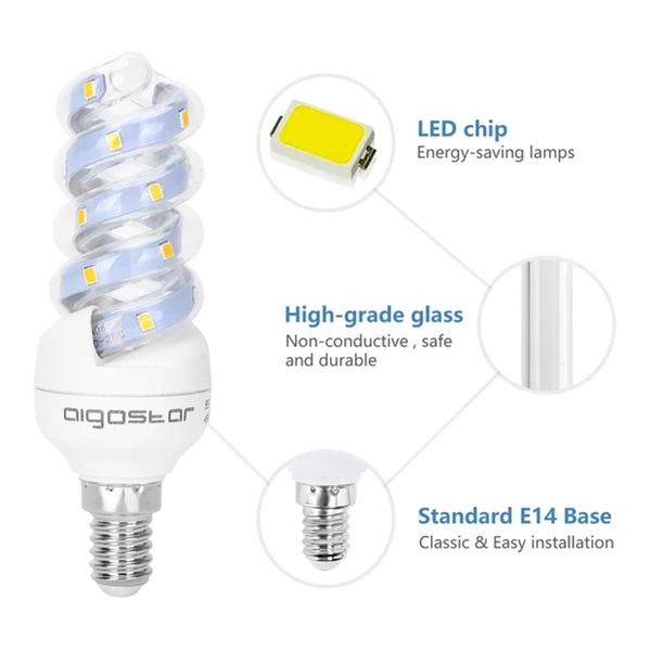 E14 7W LED Spirál égő 3000K meleg fehér