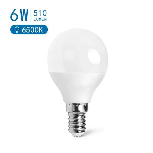E14 6W LED kisgömb égő 6500K hideg fehér G45
