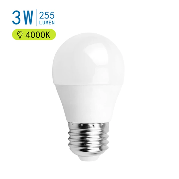 E27 3W LED kisgömb égő 4000K természetes fehér G45