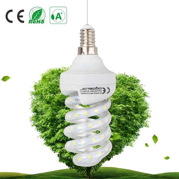 E14 9W LED Spirál égő 3000K meleg fehér