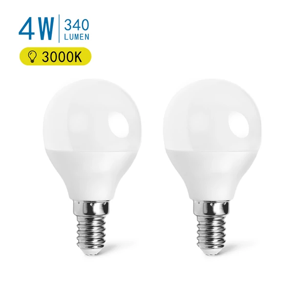 E14 4W LED kisgömb égő meleg fehér 3000K G45 tejüveg opál