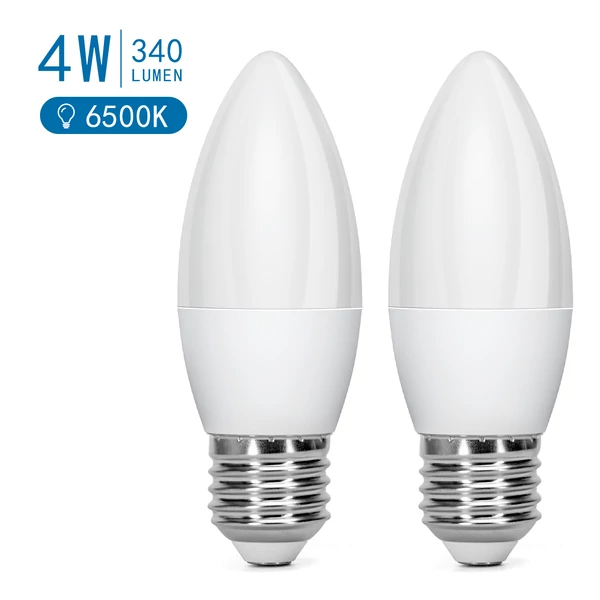E27 4W LED gyertya égő hideg fehér 6400K C37 tejüveg opál
