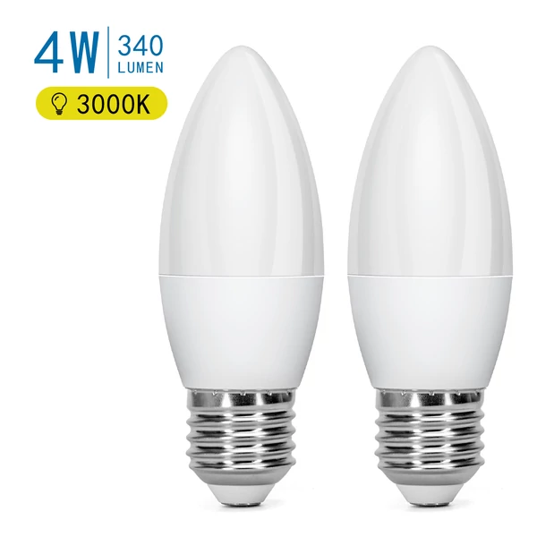 E27 4W LED gyertya égő meleg fehér 3000K C37 tejüveg opál