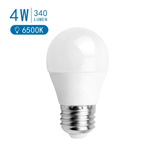 E27 4W LED kisgömb égő hideg fehér 6400K G45 tejüveg opál