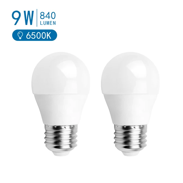 E27 9W LED kisgömb égő hideg fehér 6500K G45 tejüveg opál