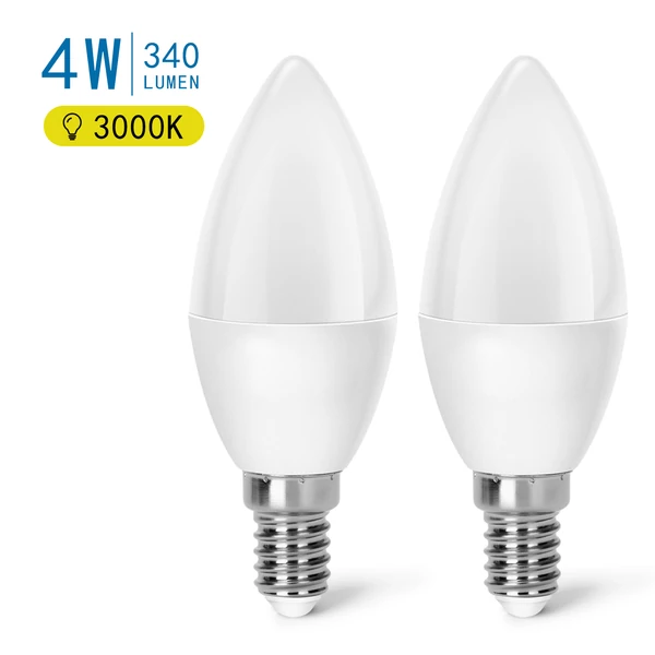 E14 4W LED gyertya égő meleg fehér 3000K C37 tejüveg opál