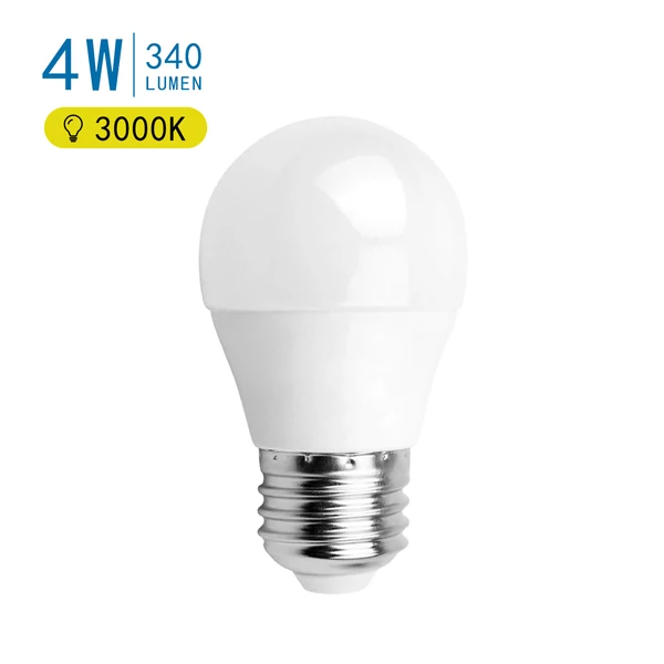 E27 4W LED kisgömb égő meleg fehér 3000K G45 tejüveg opál