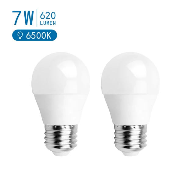 E27 7W LED kisgömb égő hideg fehér 6400K G45 tejüveg opál