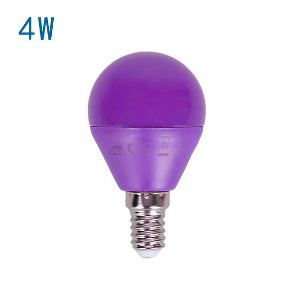 E14 4W LED kisgömb égő lila színű G45
